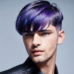 Bowl Cut Blue & Purple Hairstyle AI avatar/profile picture for men